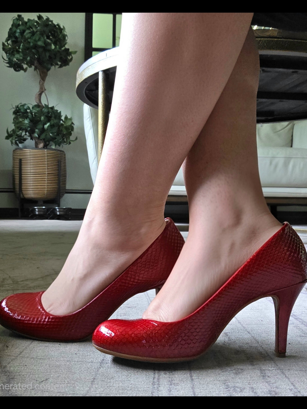 Gianni Bini Red Croc-embossed High Heel Pumps